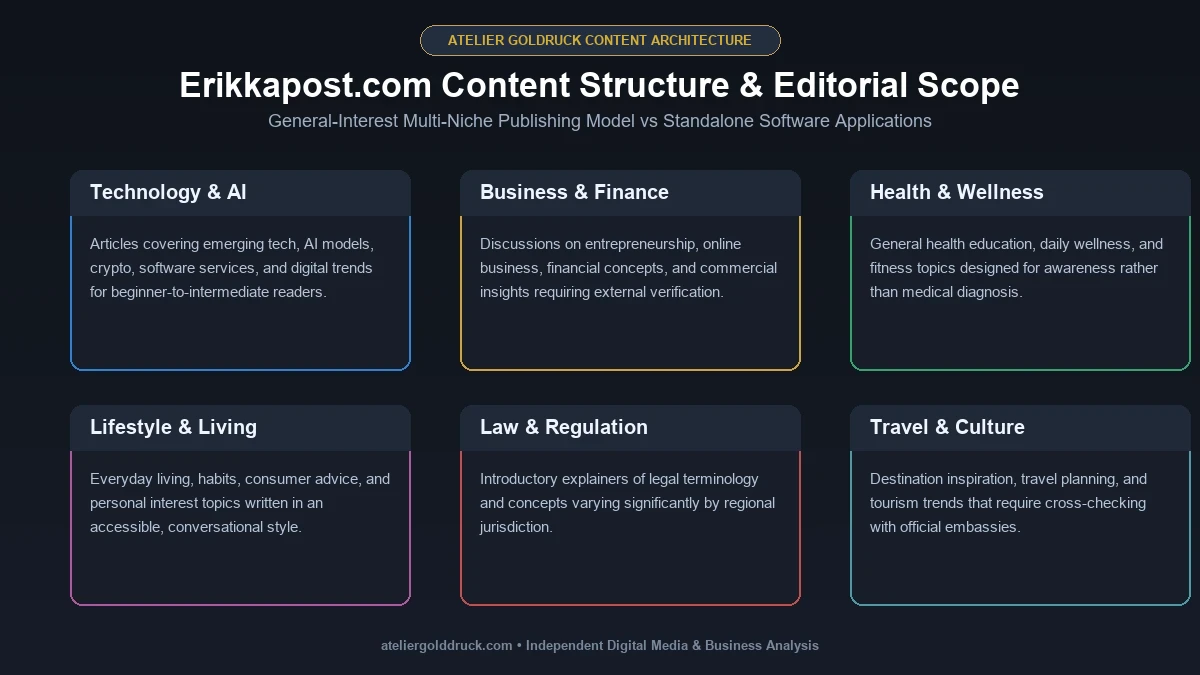Erikkapost Content Structure and Category Scope Infographic