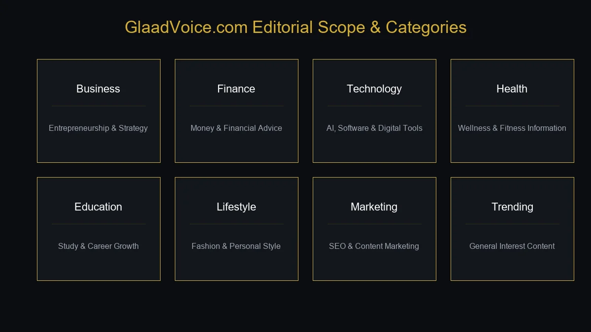 GlaadVoice.com editorial scope and content categories diagram