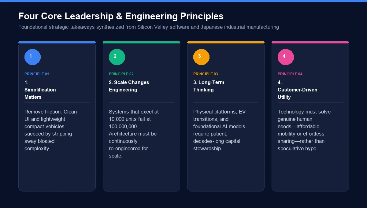 Four core leadership and engineering principles diagram