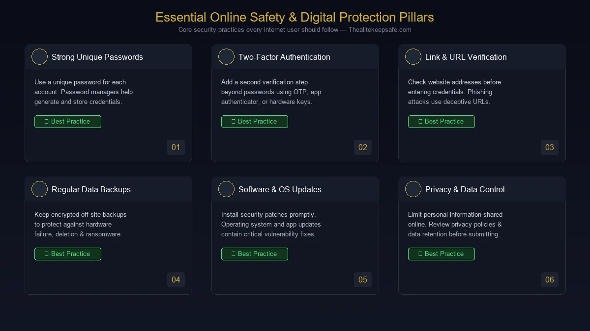 Core online safety and digital protection practices diagram