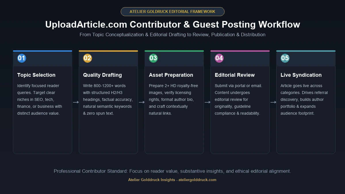 UploadArticle Contributor Publishing Workflow - Topic Selection, Drafting, Editorial Review, Publication